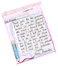 Hand-written note from a young student. 